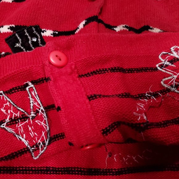 VTG 90s Janes Closet Knit Cardigan Sweater Embellished Purse Shopping Zebra Heel - Picture 8 of 8